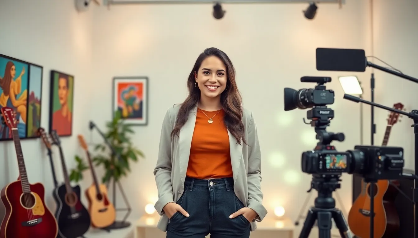 Isabellaa04 in a vibrant content creation studio.